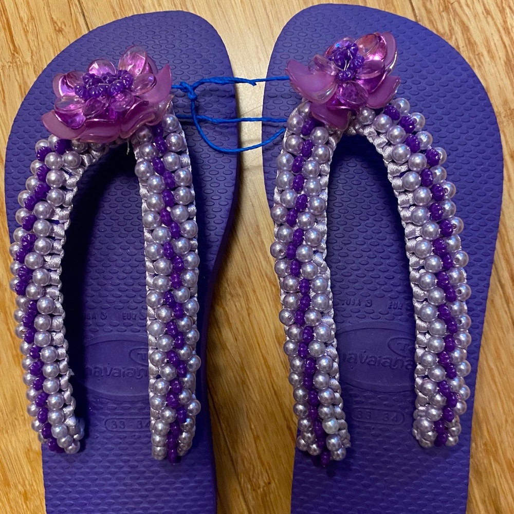 Decorated havaianas flip flop size  kid's size 3